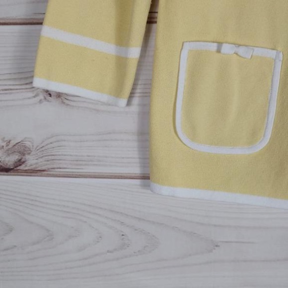 Due Per Due Collection M Sweater Women’s Yellow W/white Piping Open Cardigan. - Picture 2 of 8